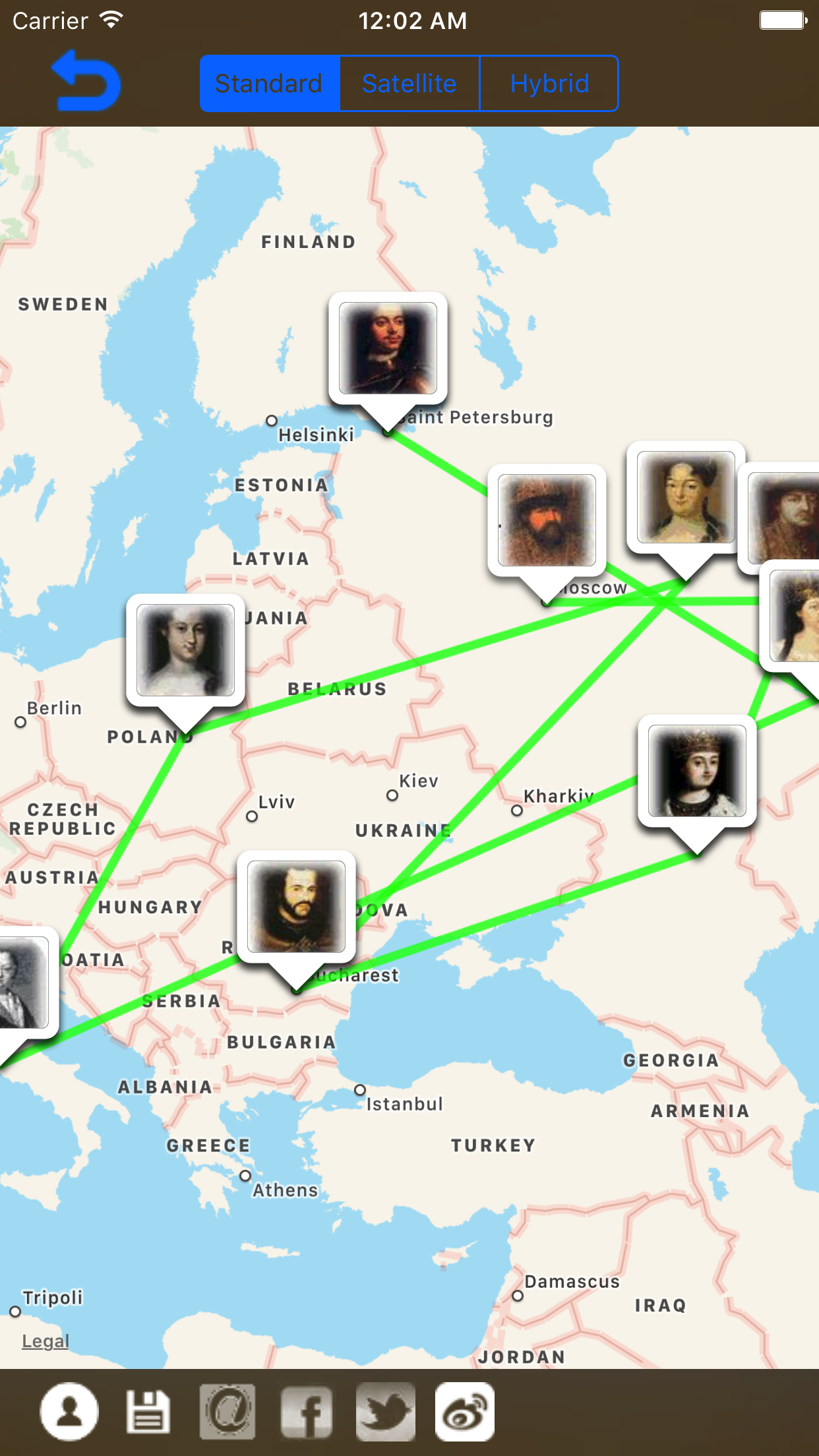Genealogical family map